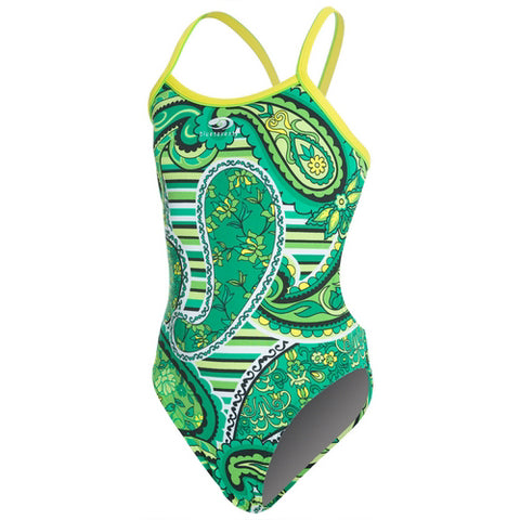 Open Back Training Suit - W24 / Paisley Lotus Green